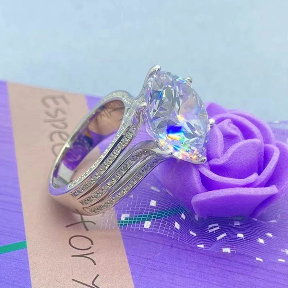 Certified 10ct. t.w. Moissanite Diamond Solitaire Luxury Engagement Ring NEW - Picture 9 of 13